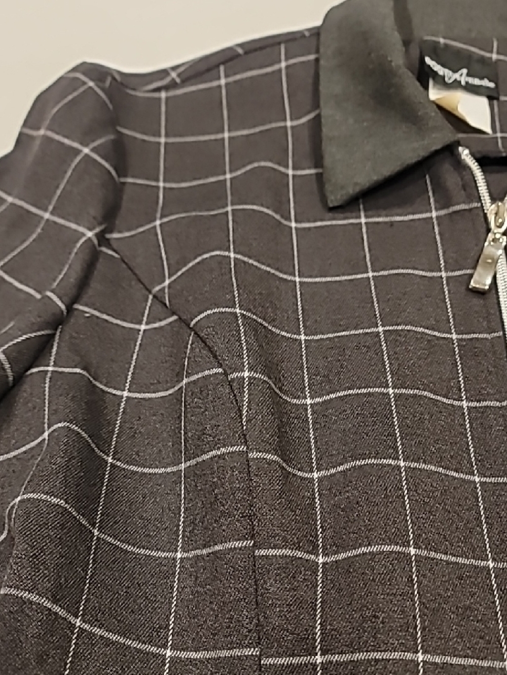 Positive Attitude Black Windowpane Zip Bomber Jacket - Picture 8 of 13